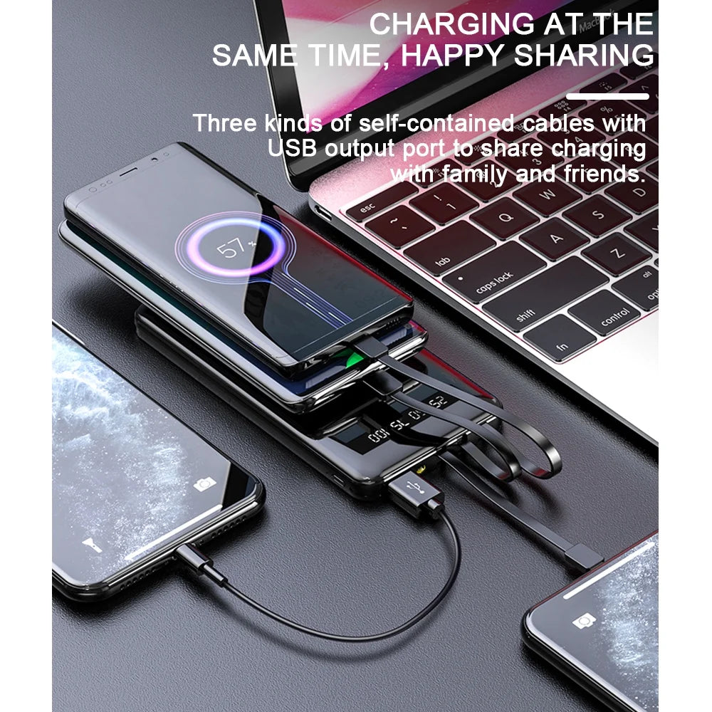 Portable Charger 10000Mah Power Bank Slim Portable with 3 Outputs Cell Phone Charger for Iphone Samsung Black