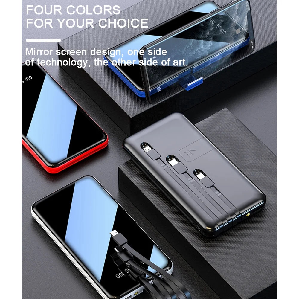 Portable Charger 10000Mah Power Bank Slim Portable with 3 Outputs Cell Phone Charger for Iphone Samsung Black