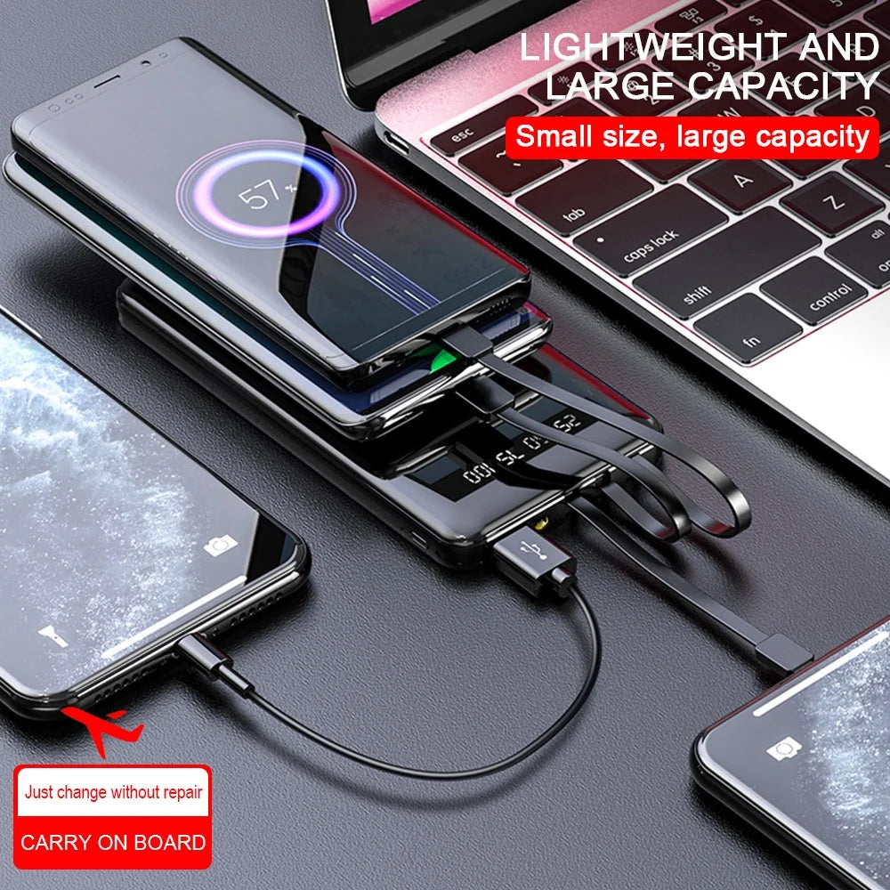 Portable Charger 10000Mah Power Bank Slim Portable with 3 Outputs Cell Phone Charger for Iphone Samsung Black