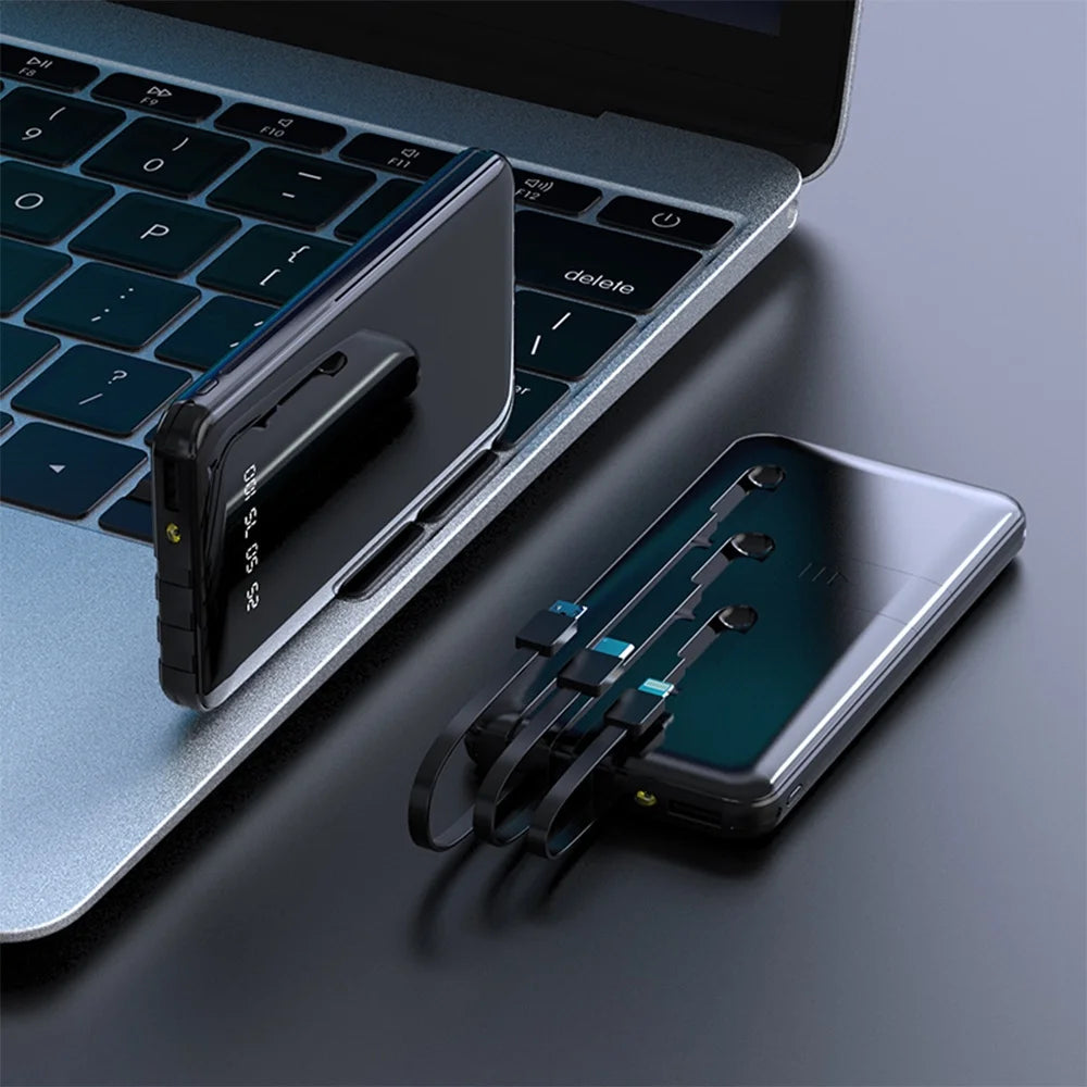 Portable Charger 10000Mah Power Bank Slim Portable with 3 Outputs Cell Phone Charger for Iphone Samsung Black