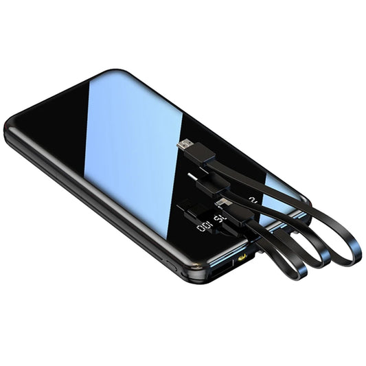 Portable Charger 10000Mah Power Bank Slim Portable with 3 Outputs Cell Phone Charger for Iphone Samsung Black