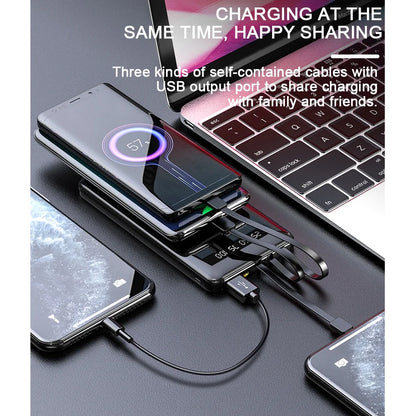 Portable Charger 10000Mah Power Bank Slim Portable with 3 Outputs Cell Phone Charger for Iphone Samsung Black